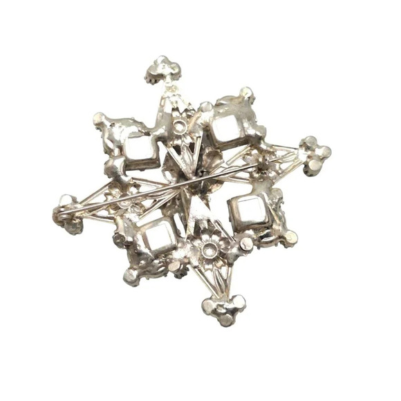 Multi-color Rhinestones Cherub Cross Brooch Pin Silver Tone Retro Style - Picture 3 of 4
